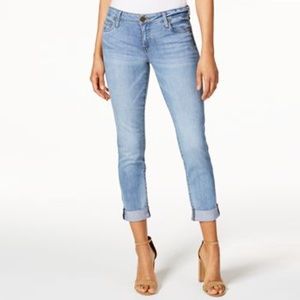 Kut Catherine Embroidered Light Wash Boyfriend Jea
